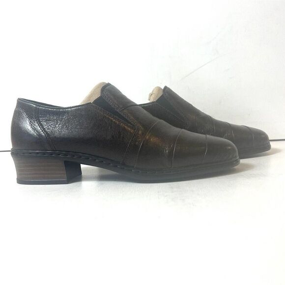 Rieker Womens UK 7.5 US 9-9.5 Brown Leather Comfort Casual Slip On Low Heel Shoe - Picture 3 of 12
